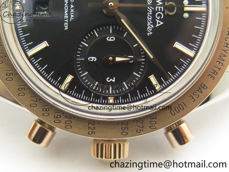 0521 Speedmaster ’57 Co-Axial SS RG OMF 1:1 Best Edition Black Dial On SS RG Bracelet A9300 (Free Leather Strap) RelaxedFit 8071